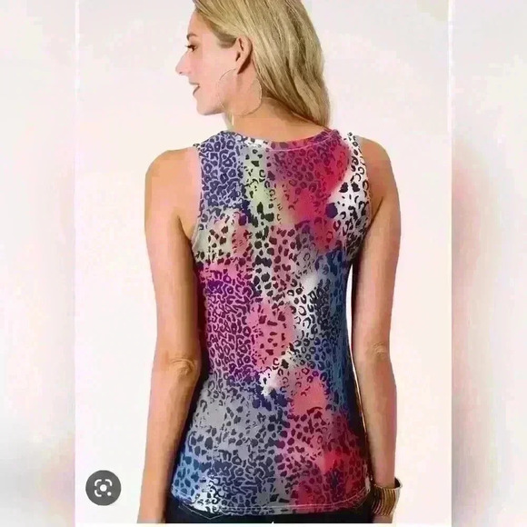 Roper Womens Multi-Color Polyester Leopard Tank Top Size XS - Picture 2 of 7